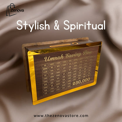 Dark Brown Wooden  Umrah Saving Box